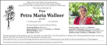 Traueranzeige Petra Wallner