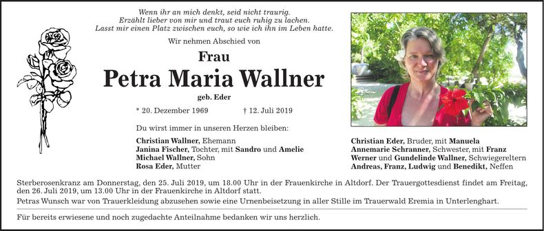 Traueranzeige Petra Wallner
