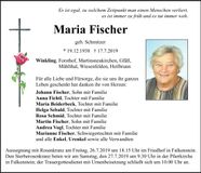 Traueranzeige Maria Fischer
