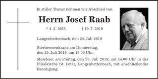 Traueranzeige Josef Raab