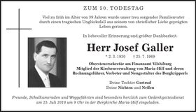 Traueranzeige Josef Galler