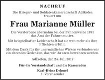 Traueranzeige Marianne Müller
