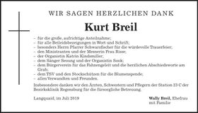 Traueranzeige Kurt Breil
