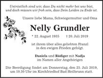 Traueranzeige Nelly Grundler
