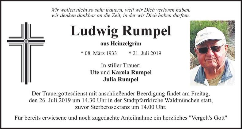 Traueranzeige Ludwig Rumpel