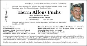 Traueranzeige Alfons Fuchs
