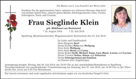 Traueranzeige Sieglinde Klein