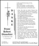 Traueranzeige Franz Robert Dinnebier