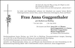 Traueranzeige Anna Guggenthaler