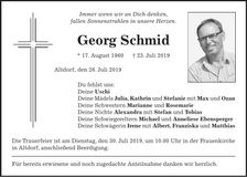 Traueranzeige Georg Schmid