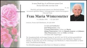 Traueranzeige Maria Winterstetter