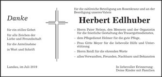 Traueranzeige Herbert Edlhuber