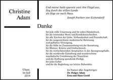 Traueranzeige Christine Adam