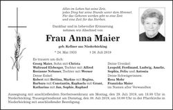 Traueranzeige Anna Maier