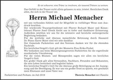Traueranzeige Michael Menacher