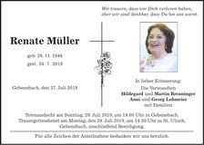 Traueranzeige Renate Müller