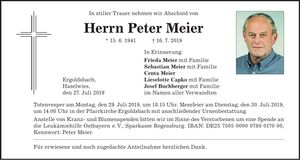 Traueranzeige Peter Meier