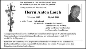 Traueranzeige Anton Losch