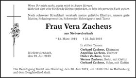 Traueranzeige Vera Zacheus