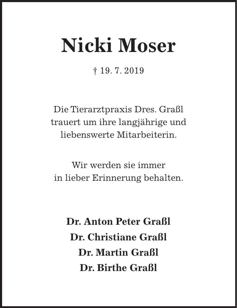 Traueranzeige Anna Maria Moser