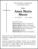 Traueranzeige Anna Maria Moser