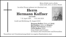 Traueranzeige Kuffner Hermann