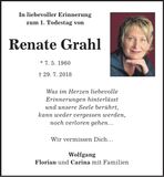 Traueranzeige Renate Grahl