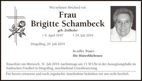 Traueranzeige Brigitte Schambeck