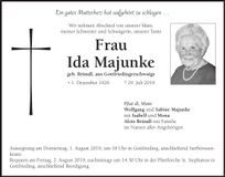 Traueranzeige Ida Majunke