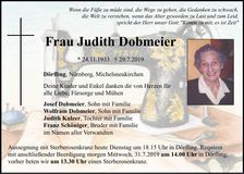 Traueranzeige Judith Dobmeier