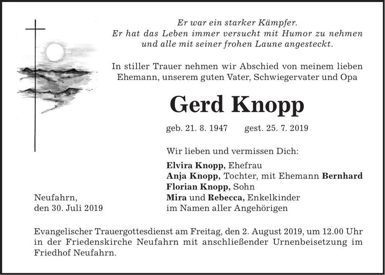 Traueranzeige Gerd Knopp