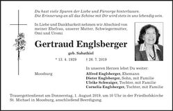Traueranzeige Gertraud Englsberger