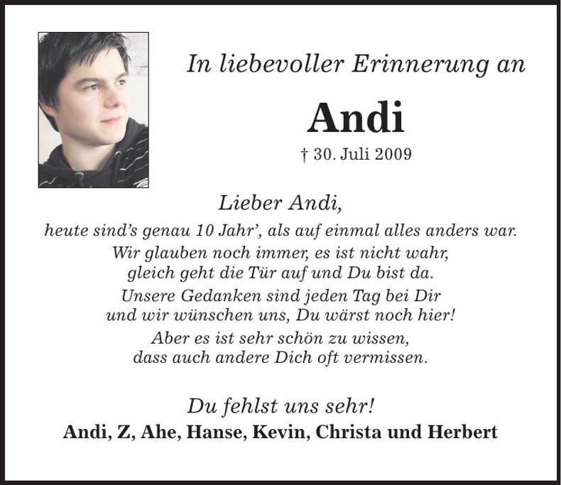 Traueranzeige Andi 