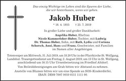 Traueranzeige Jakob Huber