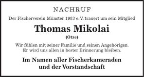 Traueranzeige Thomas (Otze) Mikolai