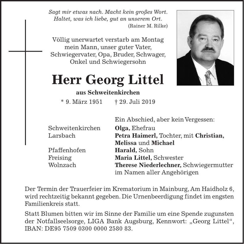 Traueranzeige Georg Littel
