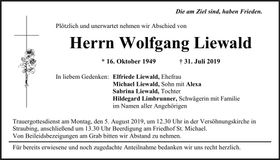 Traueranzeige Wolfgang Liewald