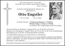 Traueranzeige Otto Engstler