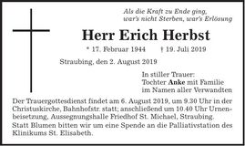 Traueranzeige Erich Herbst