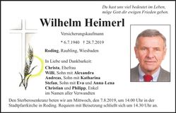 Traueranzeige Wilhelm Heimerl