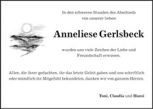 Traueranzeige Anneliese Gerlsbeck