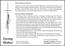 Traueranzeige Georg Huber
