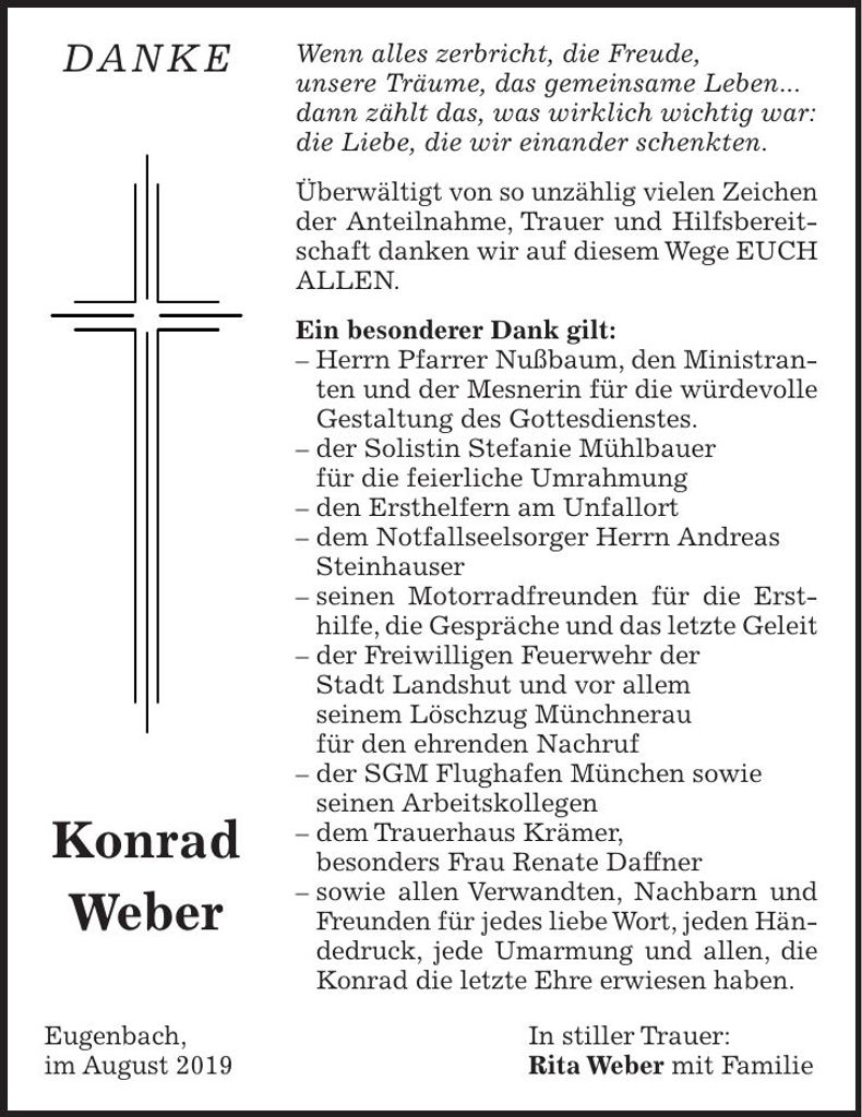 Traueranzeige Konrad Weber