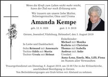 Traueranzeige Amanda Kempe