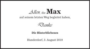 Traueranzeige Max Steckler