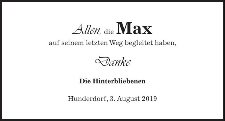 Traueranzeige Max Steckler