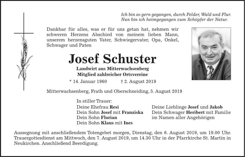 Traueranzeige Josef Schuster