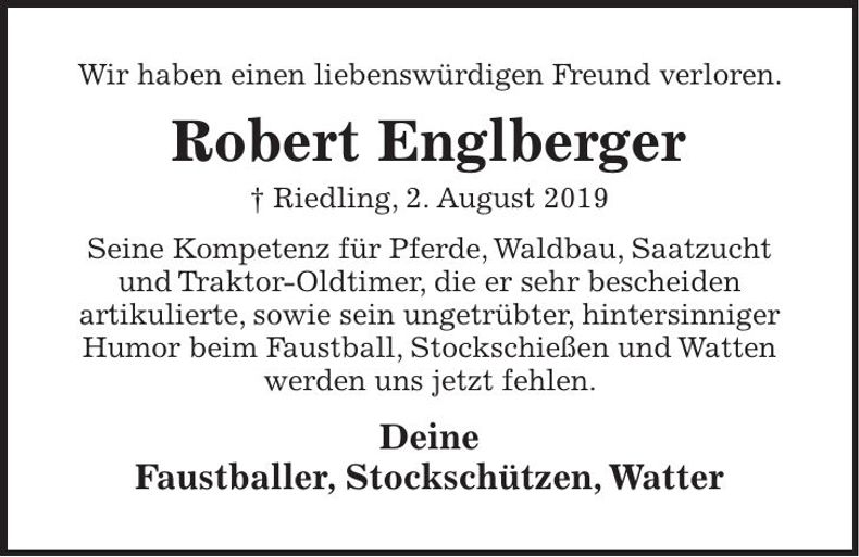 Traueranzeige Robert Englberger