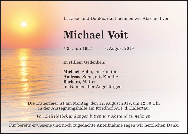 Traueranzeige Michael Voit