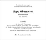 Traueranzeige Sepp Obermeier